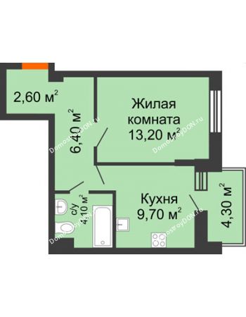 1 комнатная квартира 38,2 м² в ЖК Династия, дом Литер 2