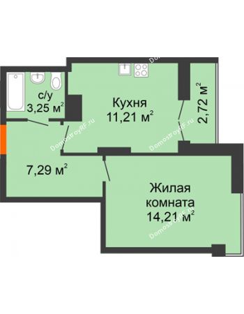 1 комнатная квартира 38,68 м² в ЖК Рассвет, дом № 10