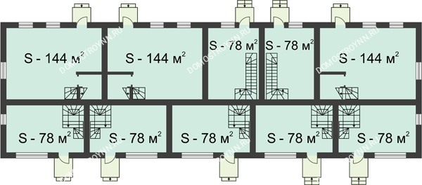 Планировка 1 этажа в доме № 113 (144 м2 и 78 м2) в КП Слобода