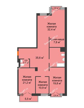 4 комнатная квартира 150,6 м² в ЖК Гранд Империалъ	, дом №2, секция 3