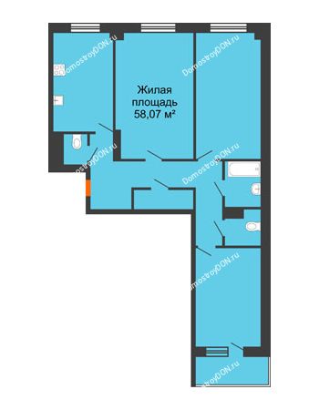 3 комнатная квартира 96,49 м² в ЖК Сокол Градъ, дом Литер 1 (8)