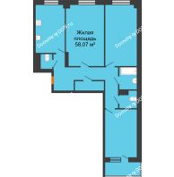 3 комнатная квартира 96,49 м² в ЖК Сокол Градъ, дом Литер 1 - планировка