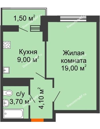 1 комнатная квартира 37,3 м² в Фруктовый квартал Абрикосово, дом Литер 1