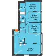 3 комнатная квартира 117,1 м² в Квартал Новин, дом 5 очередь ГП-5 - планировка