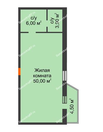 1 комнатная квартира 59,9 м² - ЖК по ул. Циолковского