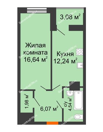 1 комнатная квартира 44,65 м² - ЖК Штахановского