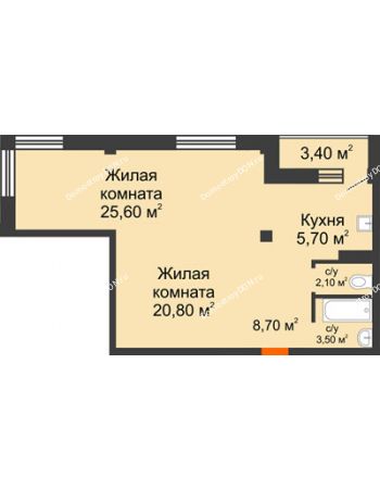 2 комнатная квартира 68,1 м² - ЖК Южная Башня