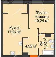 1 комнатная квартира 37,95 м² в ЖК Сердце Сибири, дом Квартал Нефтяников, ГП-1 - планировка