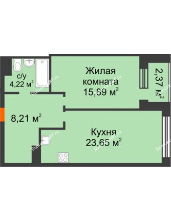 1 комнатная квартира 44,77 м² - ЖК ГОРОДСКОЙ КВАРТАЛ UNO (УНО)