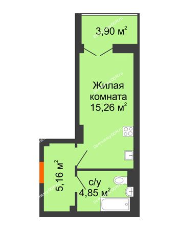 Студия 27,22 м² в ЖК Аврора, дом № 3