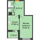 1 комнатная квартира 44,5 м² в ЖК Высота, дом 4 позиция - планировка