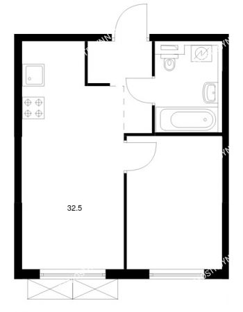 1 комнатная квартира 32,5 м² в ЖК Савин парк, дом корпус 8