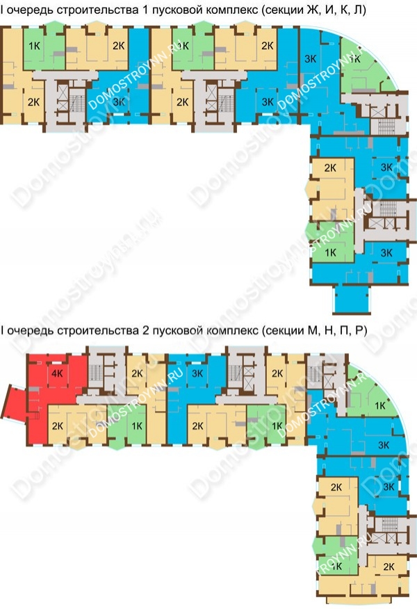 Планировка 8 этажа в доме № 89, корп. 1, 2 в ЖК Монолит