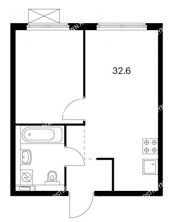 1 комнатная квартира 32,6 м² в ЖК Савин парк, дом корпус 4