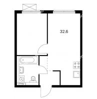 1 комнатная квартира 32,6 м² в ЖК Савин парк, дом корпус 4 - планировка