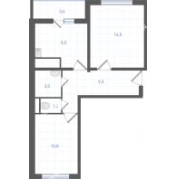 2 комнатная квартира 48,5 м² в ЖК Левенцовка парк, дом Корпус 8-12.2 - планировка