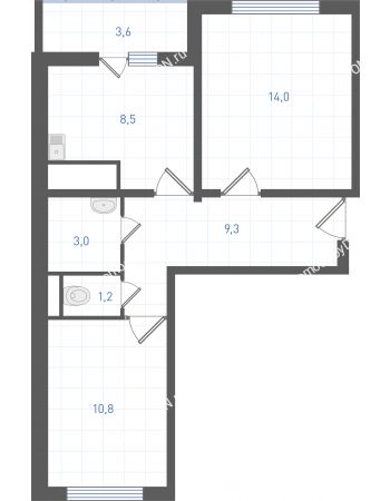 2 комнатная квартира 50,1 м² в ЖК Левенцовка парк, дом Корпус 8-12.2