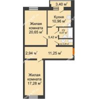 2 комнатная квартира 76,47 м² в ЖК Браер Парк Центр, дом № 5 - планировка