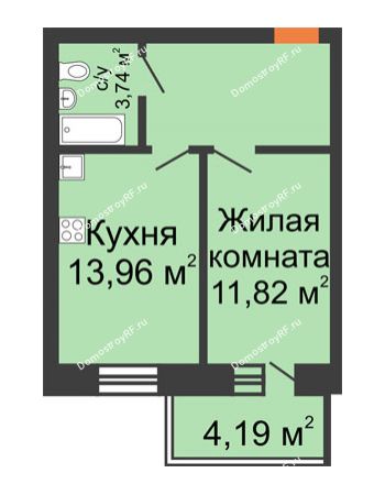 1 комнатная квартира 39,31 м² в ЖК 5+ (Пять плюс), дом № 1, корпус 1