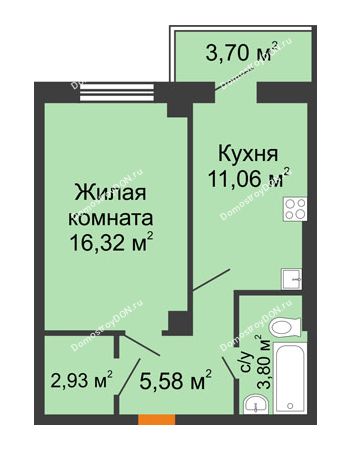 1 комнатная квартира 40,8 м² в ЖК Сокол Градъ, дом Литер 8