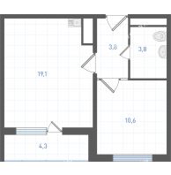 1 комнатная квартира 39,3 м² в ЖК Левенцовка парк, дом Корпус 8-12.2 - планировка