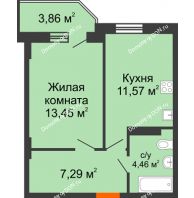 1 комнатная квартира 37,93 м² в ЖК Свобода, дом №2 - планировка