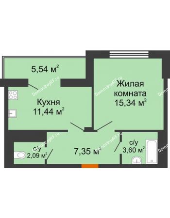 1 комнатная квартира 42,59 м² в Мкр Улитка, дом № 3Г,Д