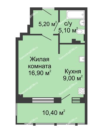 1 комнатная квартира 46,6 м² в ЖК Мега, дом № 2