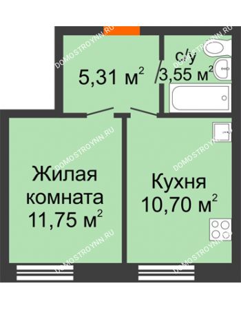1 комнатная квартира 31,31 м² - ЖК Советский