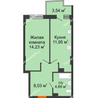 1 комнатная квартира 39,63 м² в ЖК Сердце Ростова 2, дом Литер 8 - планировка