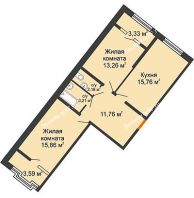 2 комнатная квартира 65,5 м² в ЖК Сердце, дом № 1 - планировка