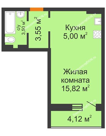 Студия 29,93 м² в ЖК Суворовский, дом Литер 1, Участок 120