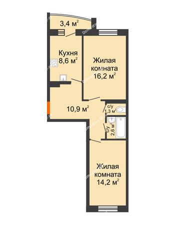 2 комнатная квартира 53,7 м² в Микрорайон Новоантипинский, дом ГП-3