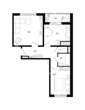 2 комнатная квартира 51,4 м² в ЖК Левенцовка парк, дом Корпус 8-10.2