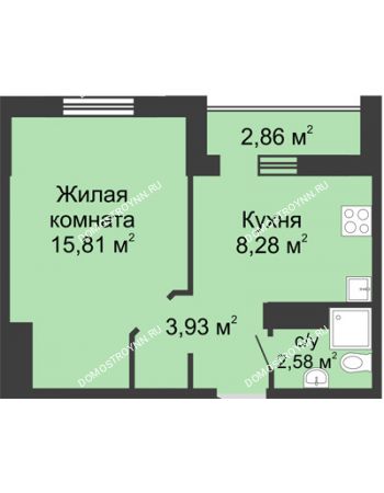 1 комнатная квартира 32,03 м² в ЖК Корабли, дом № 12