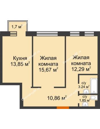2 комнатная квартира 58,27 м² в ЖК Новоостровский, дом № 2 корпус 2
