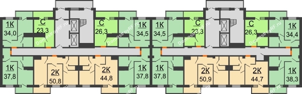 Планировка 11 этажа в доме ГП-1 в ЖК Зеленый Мыс