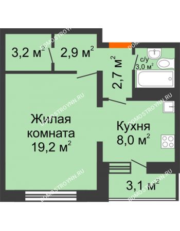 1 комнатная квартира 40,6 м² - ЖК Дом на Горького