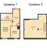 2 комнатная квартира 95,2 м², КД Green Вита (Грин Вита) - планировка
