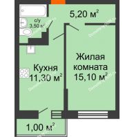 1 комнатная квартира 36,1 м² в ЖК SkyPark (Скайпарк), дом Литер 1, корпус 1, блок-секция 2-3 - планировка