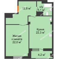 1 комнатная квартира 64,3 м² в ЖК Квартет, дом № 3 - планировка