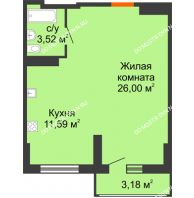 Студия 42,7 м², ЖК Орбита - планировка