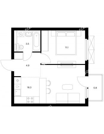 1 комнатная квартира 38,6 м² в ЖК Савин парк, дом корпус 6