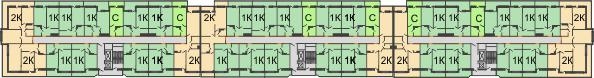 Планировка 15 этажа в доме Литер 3 в ЖК Акварели-2