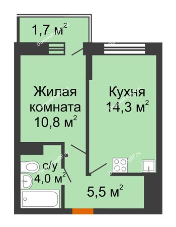 1 комнатная квартира 36,3 м² в Фруктовый квартал Абрикосово, дом Литер 3