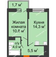 1 комнатная квартира 36,3 м² в Фруктовый квартал Абрикосово, дом Литер 3 - планировка
