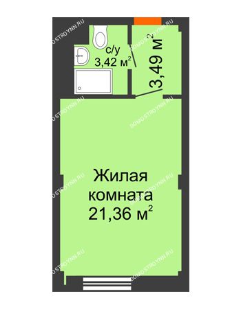 Студия 28,27 м² - Апартаменты Бирюза в Гордеевке