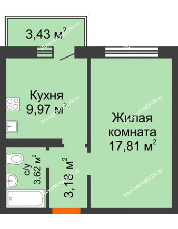 1 комнатная квартира 35,61 м² в ЖК Суворовский, дом Литер 29, Участок 120