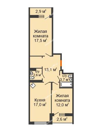 2 комнатная квартира 71,49 м² в Макрорайон Амград, дом № 4
