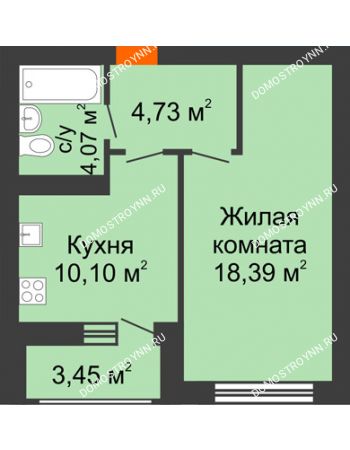 1 комнатная квартира 41,23 м² в ЖК Подкова на Гагарина, дом № 3А